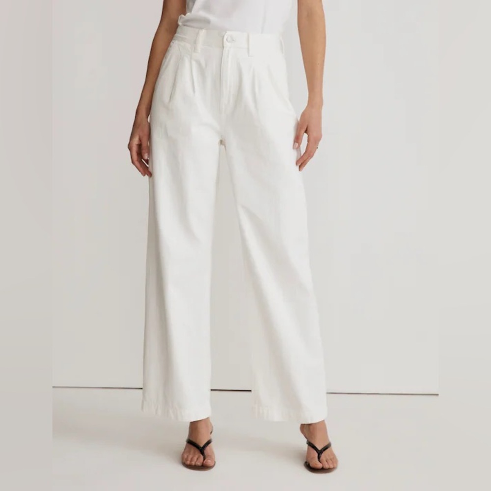 Madewell Harlow White Wide-Leg Trouser Jeans